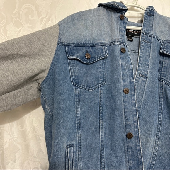 West Forty Nine Denim Grey Fleece Contrast Jacket - Picture 7 of 11